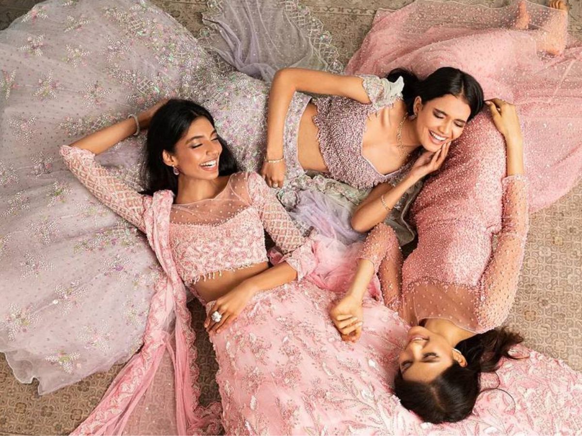 Pink Embroidered Bridal Lehenga Set Design by Tarun Tahiliani at Pernia's  Pop Up Shop 2024