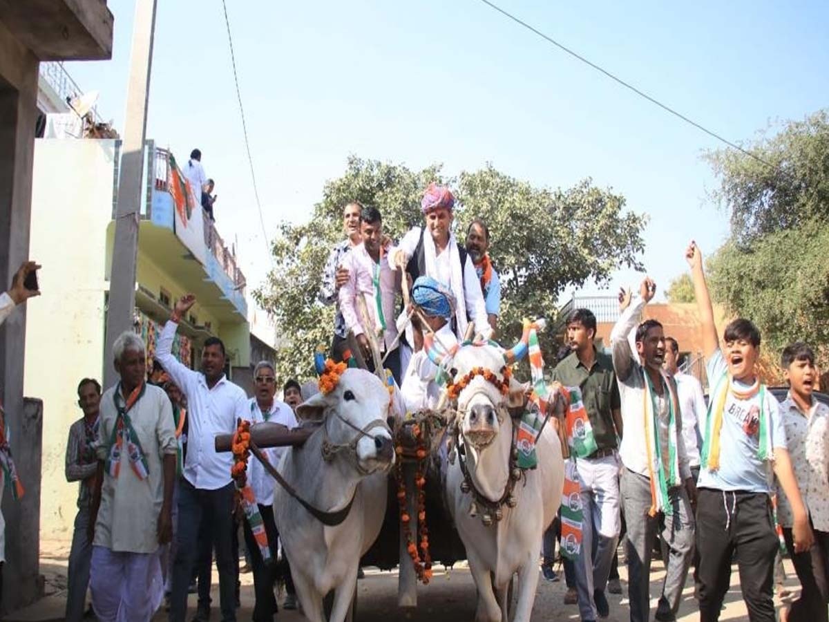 Rajasthan Election 2023: रामलाल जाट ने बैलगाड़ी से किया संवाद, कहा- कमल मुर्झा गया है..