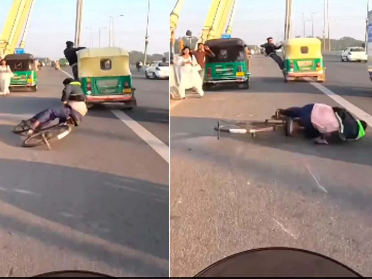 Video: दिल्ली में शख्स ने किया खतरनाक स्टंट, साइकिल सवार को किया घायल