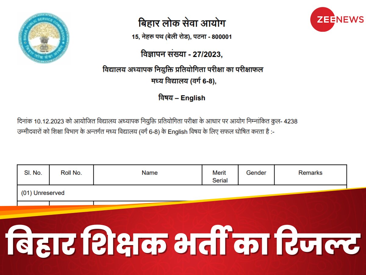 BPSC TRE Result 2023: बिहार शिक्षक भर्ती का रिजल्ट जारी, ये रहा चेक करने का डायरेक्ट लिंक और सही तरीका 