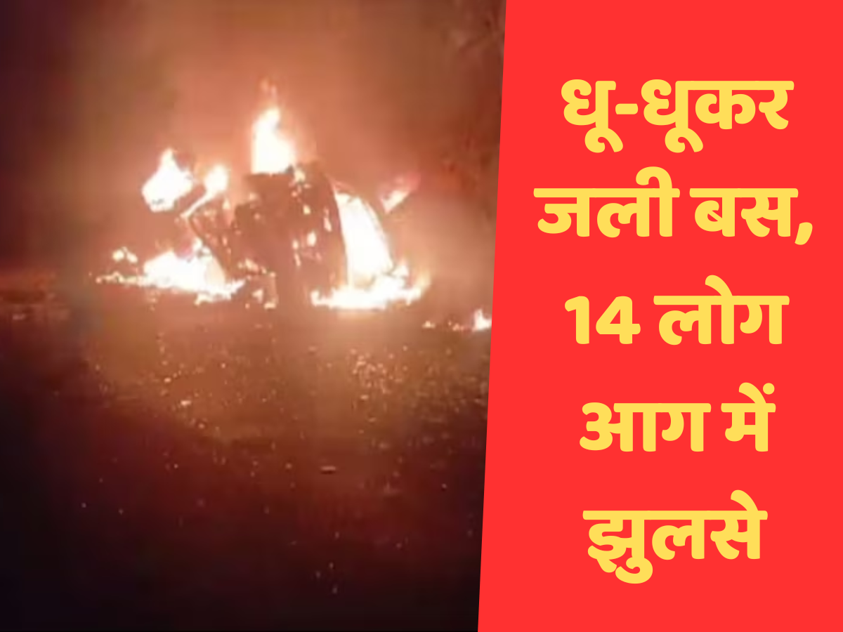 MP: गुना में डंपर से टक्कर के बाद आग का गोला बनी बस, 12 लोगों की मौत