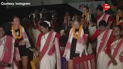 FIH Olympic Qualifier: रांची पहुंची जर्मन महिला हॉकी टीम ने किया झारखंड का पारंपरिक डांस 