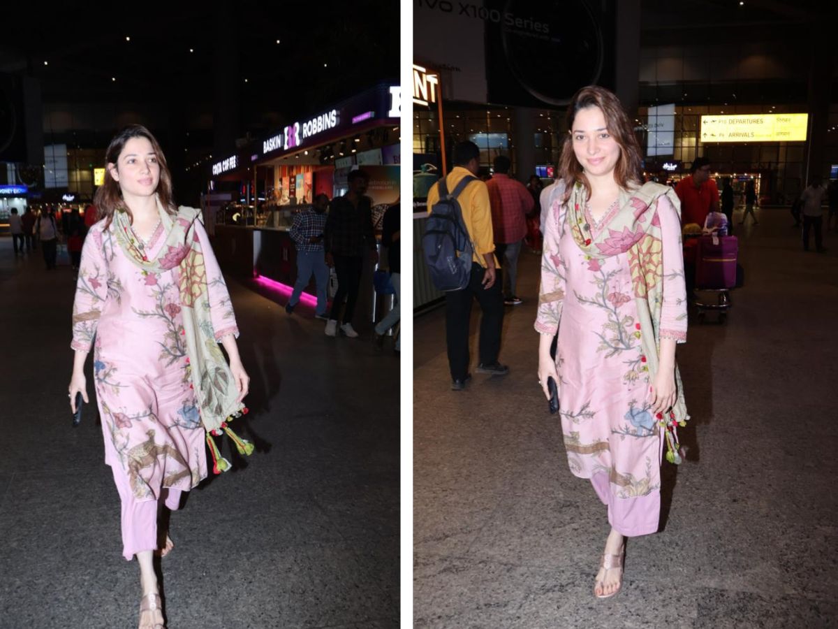 Tamannaah Bhatia Spotted At Airport In Mauve Salwar Suit With No Makeup  Look Fans Call Her Pretty | Tamannaah Bhatia, Entertainment News | Hindi  News,