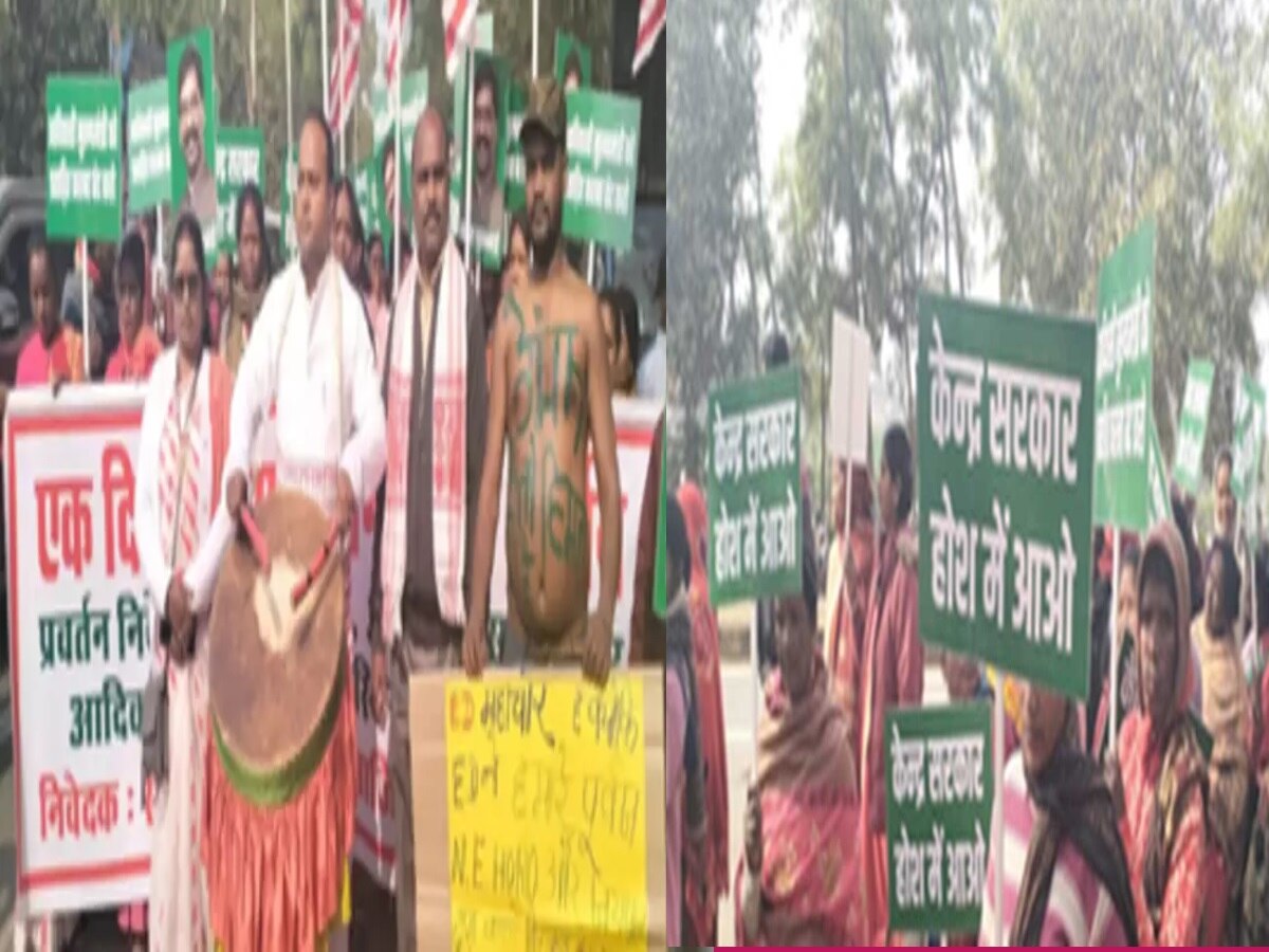 Jharkhand: ईडी के खिलाफ और हेमंत के समर्थन में रांची में सड़क पर ढोल-नगाड़े के साथ उतरे आदिवासी संगठन