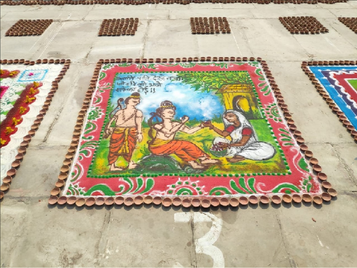Ram Mandir Rangoli Design best and simple rangoli design for Ramlala ...
