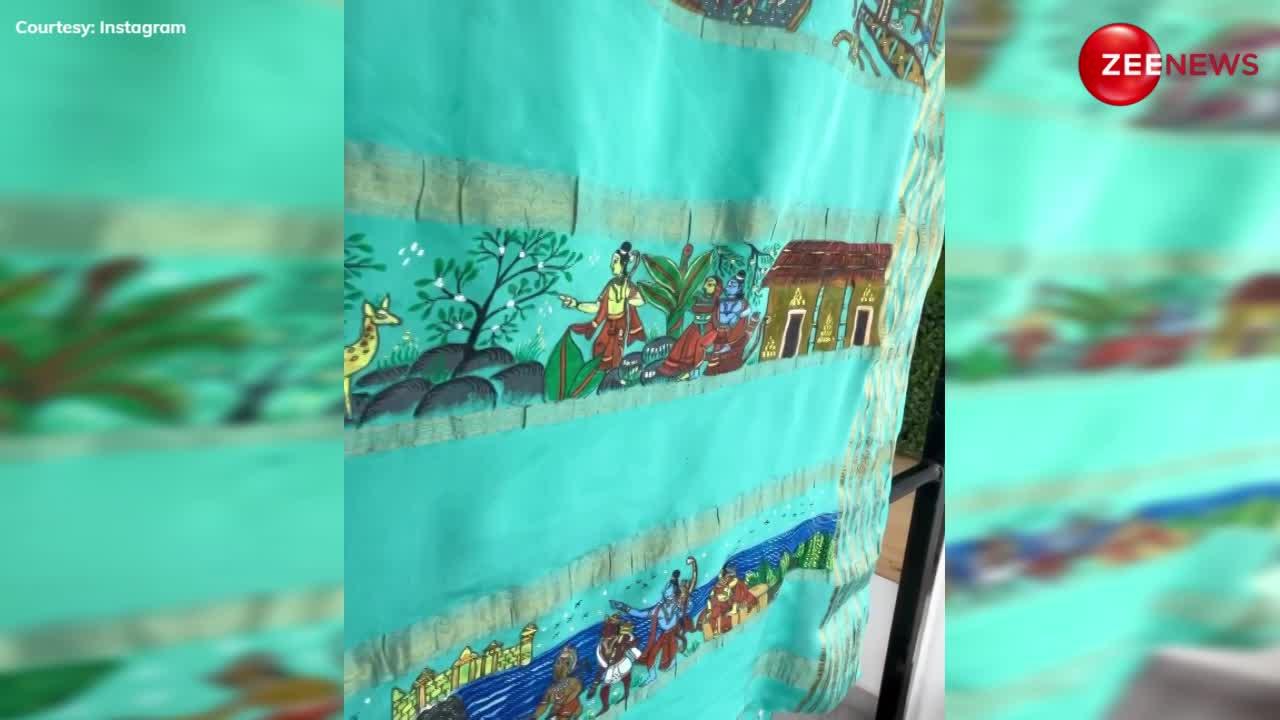 alia bhatt ramayana saree in ayodhya ram mandir pran partishtha went viral  on internet | Alia Bhatt Saree: इंटरनेट पर वायरल हुई प्राण प्रतिष्ठा में पहनी  Alia Bhatt की साड़ी, पल्लू के
