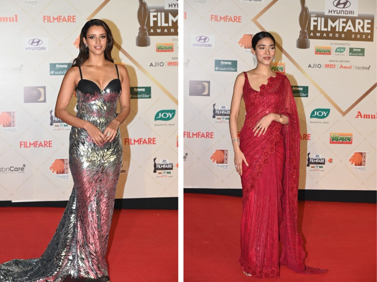 Tripti Dimri In Sequence Gown Medha Shankar In Red Saree Filmfare ...