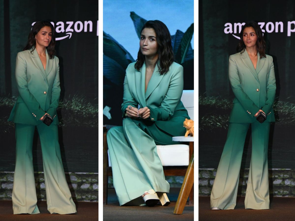 ग्रीन पैंटसूट में लगीं एलिगेंट