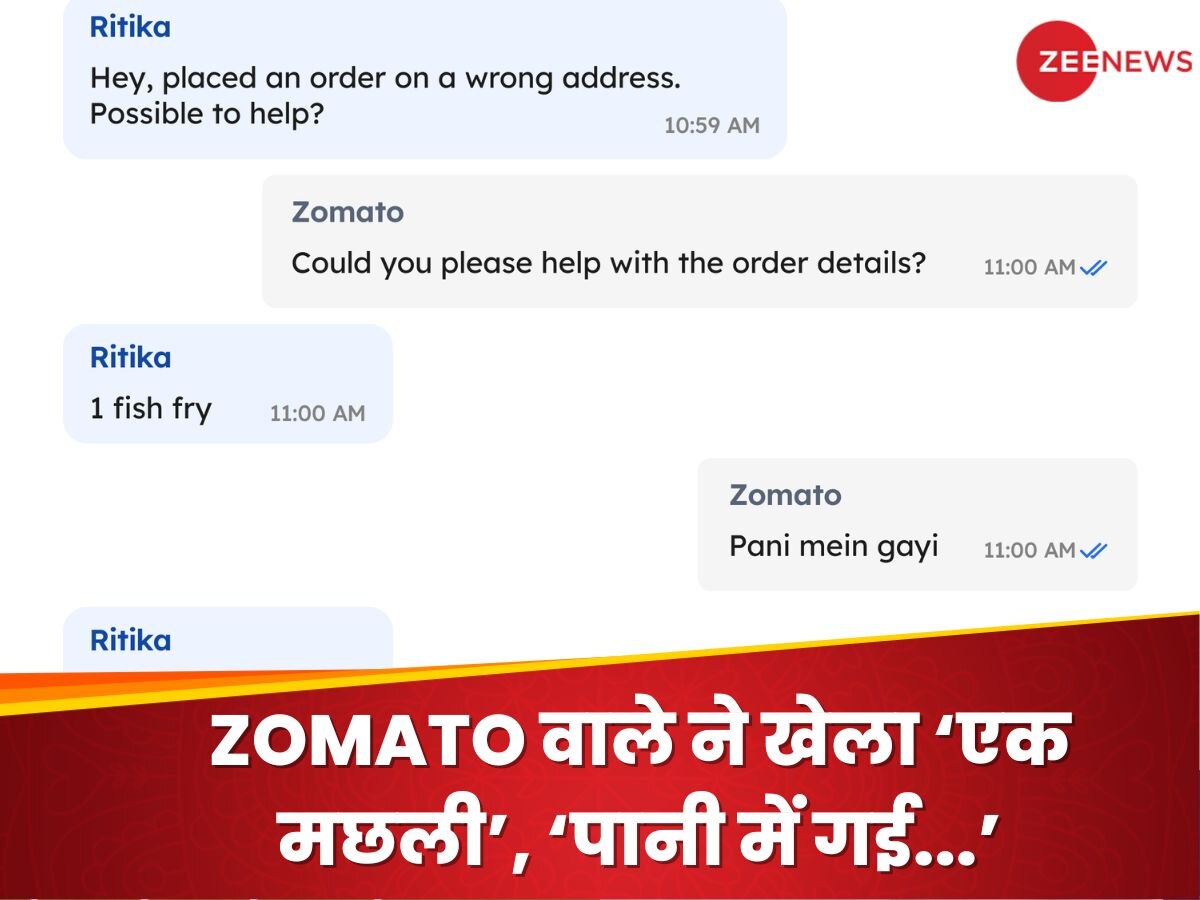 1 फिश फ्राई, पानी में गई, छपाक- ZOMATO ने मजेदार तरीके से कस्मटर से की बात, स्क्रीनशॉट हुआ वायरल