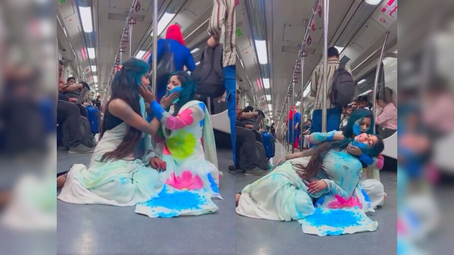 dmrc reaction on viral video two women playing holi in metro is it ...