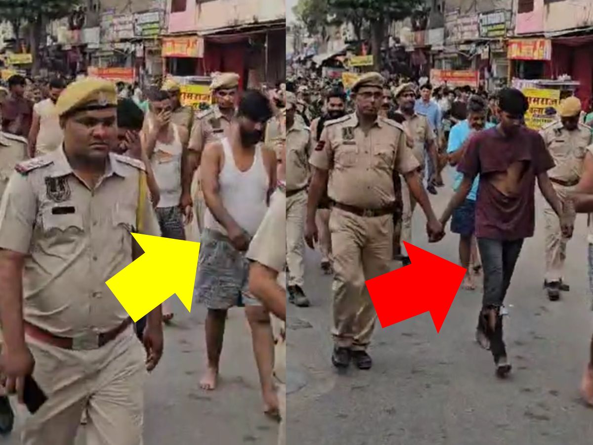Jaipur Crime News Police took out a parade of 10 miscreants in sanganer | Jaipur News: आधे कपड़ों में बीच बाजार में पुलिस ने 10 बदमाशों की निकाली परेड | Zee News Hindi