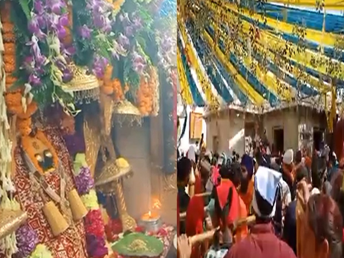 Chaitra Navratri की अष्टमी तिथि पर नैनादेवी मंदिर में सुबह की आरती के दौरान उमड़ी भक्तों की भीड़