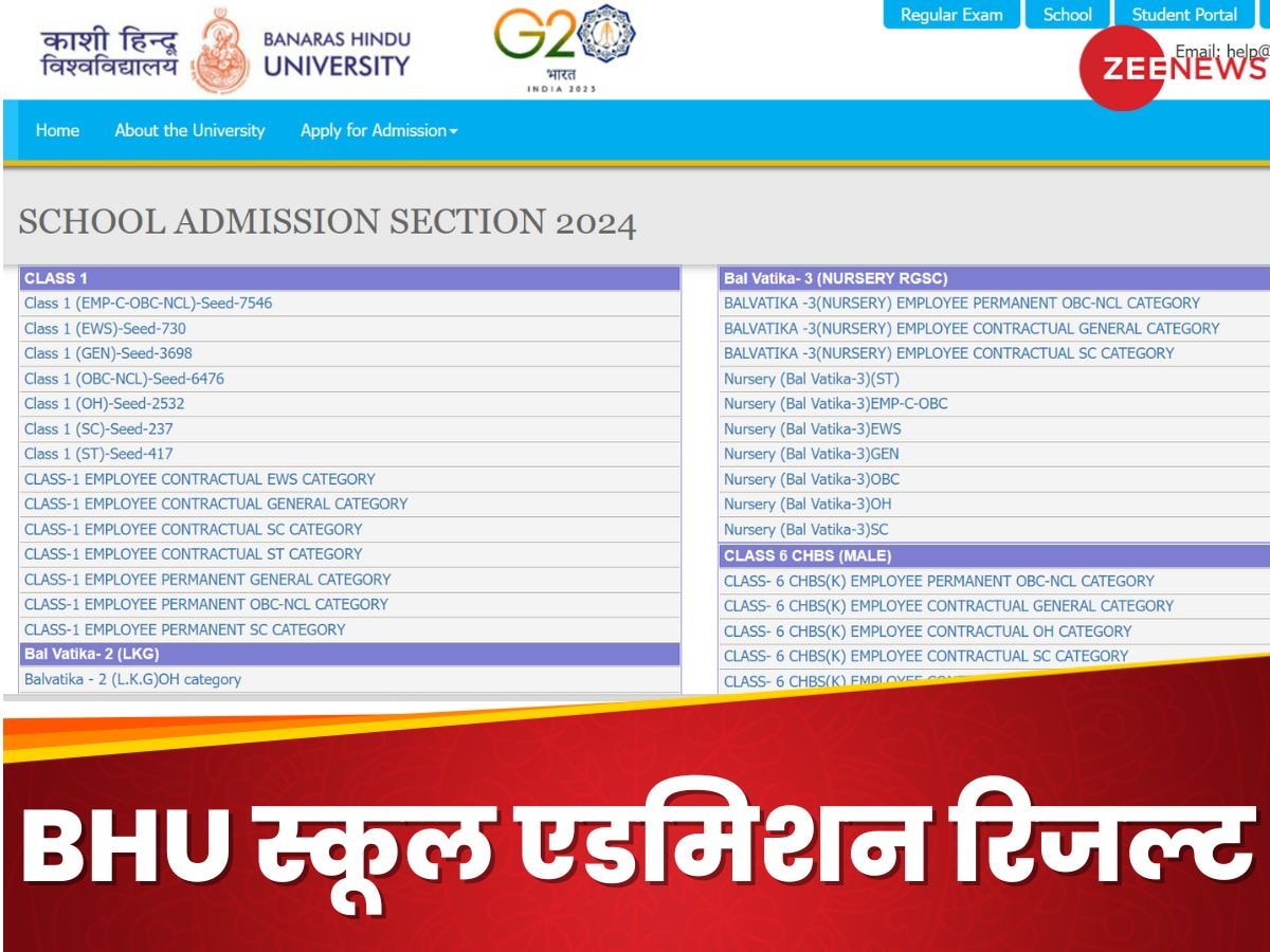 BHU SET 2024: कक्षा 1, नर्सरी और दूसरे ग्रेड्स के लिए ई-लॉटरी का रिजल्ट जारी; ये रहा मेरिट लिस्ट का लिंक