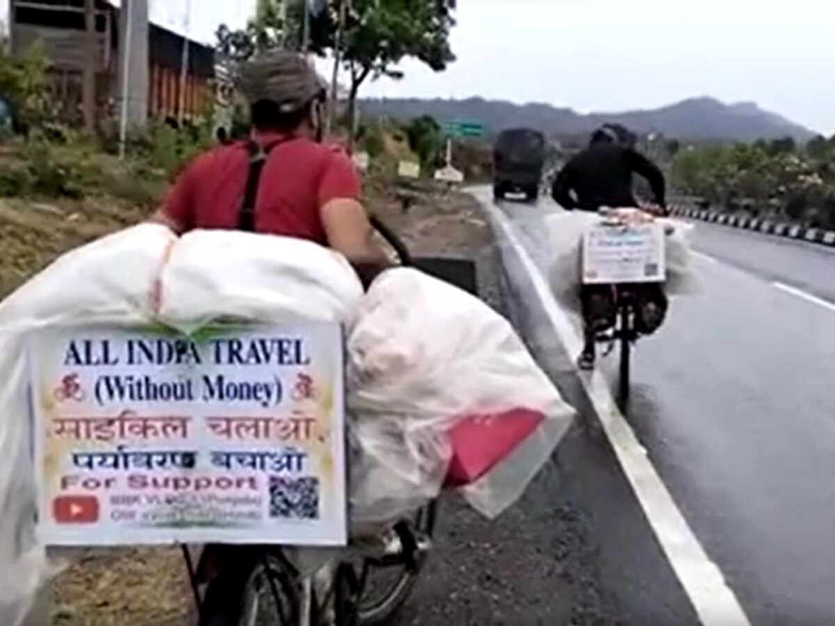 'साईकिल चलाओ पर्यावरण बचाओ' का संदेश लेकर भारत भ्रमण पर निकले पंजाब के दो युवा, लोगों को किया जागरुक