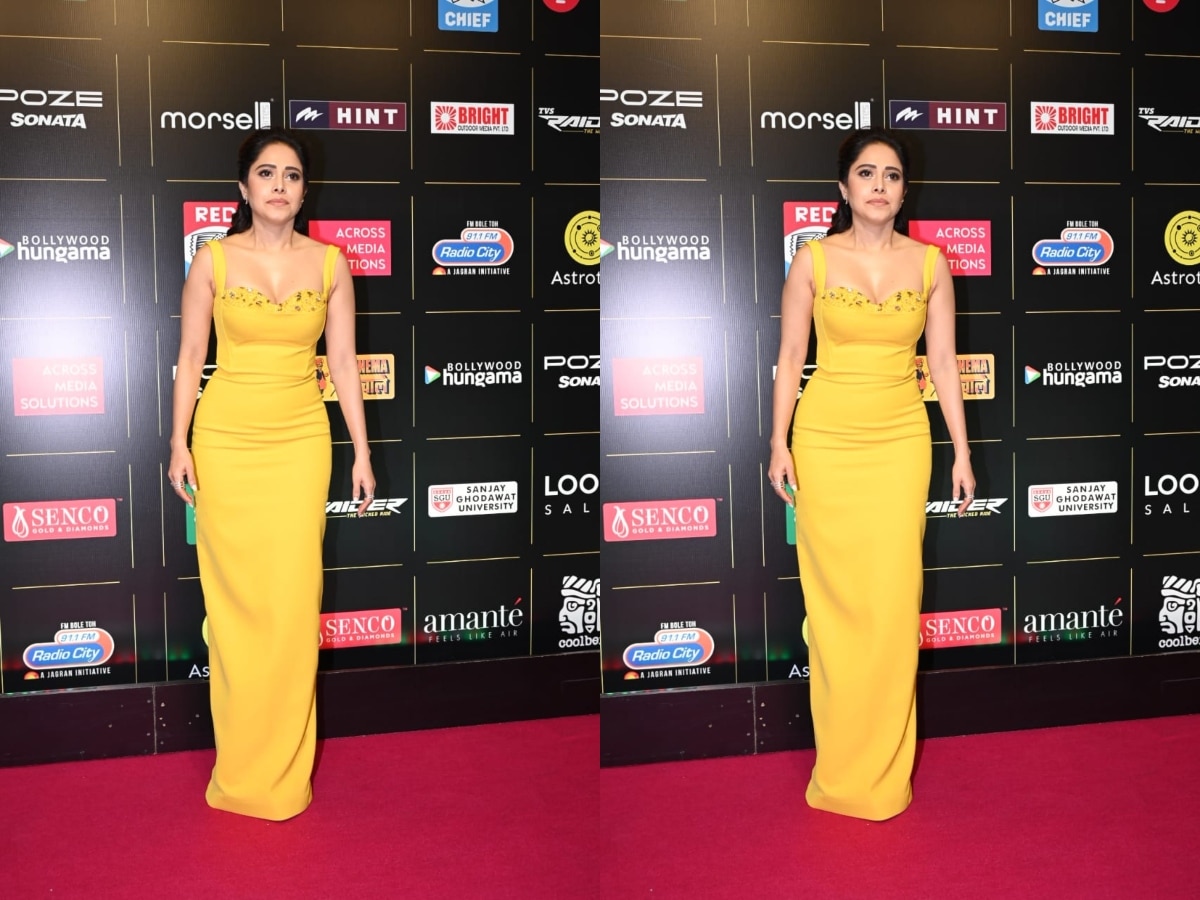 Nushrat Bharucha seen in mustard yellow color bodycon dress at the ...