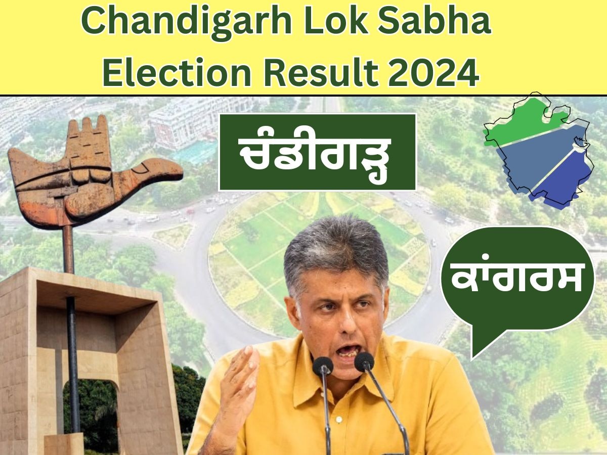 Chandigarh Lok sabha Elections Result 2024 : ਚੰਡੀਗੜ੍ਹ ਲੋਕ ਸਭਾ ਸੀਟ 'ਤੇ ਕਾਂਗਰਸ ਦੇ ਮਨੀਸ਼ ਤਿਵਾੜੀ ਜਿੱਤੇ