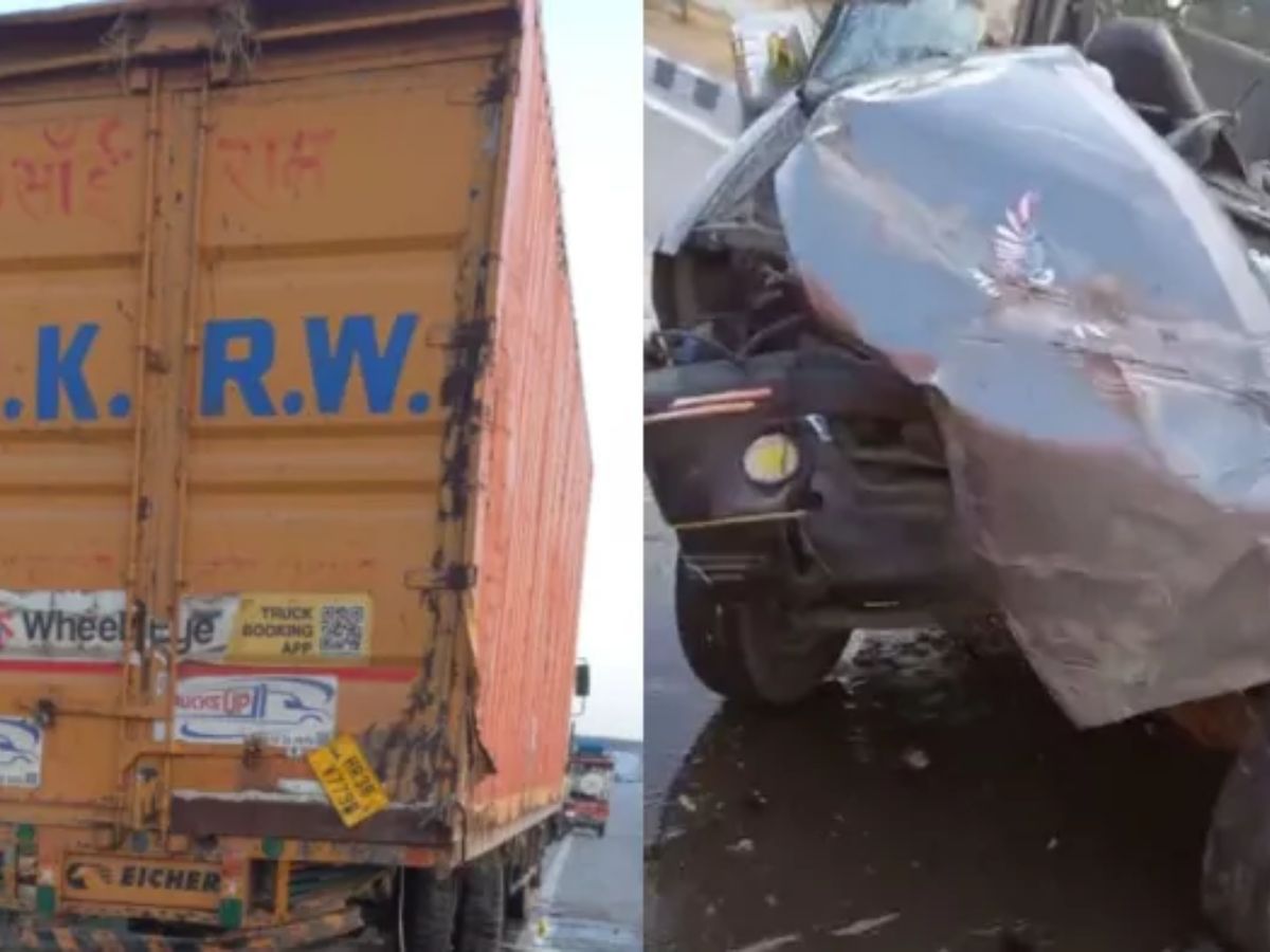 UP major Road accident car collided with truck at meerut bulandshahr ...