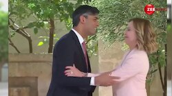 इटली में 50th G-7 समिट का हिस्सा बनने पहुंचने UK के पीएम ऋषि सुनक, Giorgia Meloni ने किया जोरदार स्वागत, देखें VIDEO