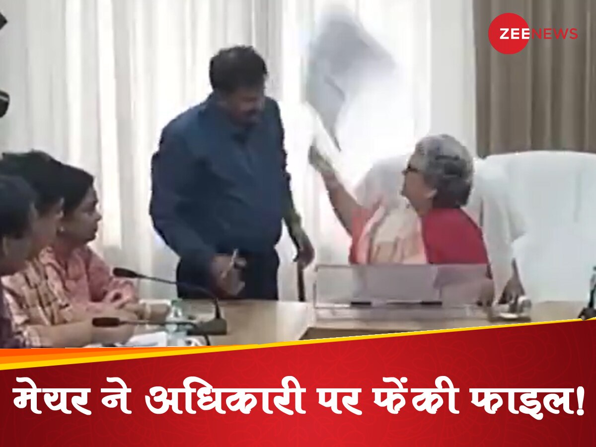Watch: file thrown near the mouth of a government official kanpur mayor ...