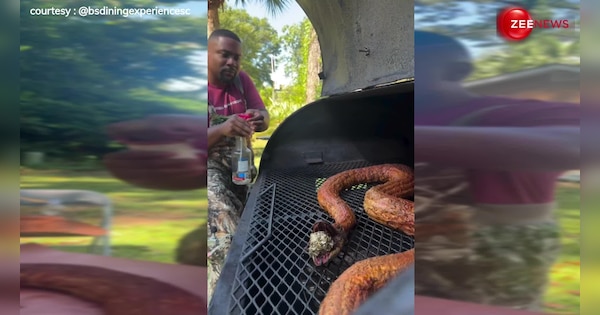man made dinner of 12 foot python snake watch viral food video | शख्स ...