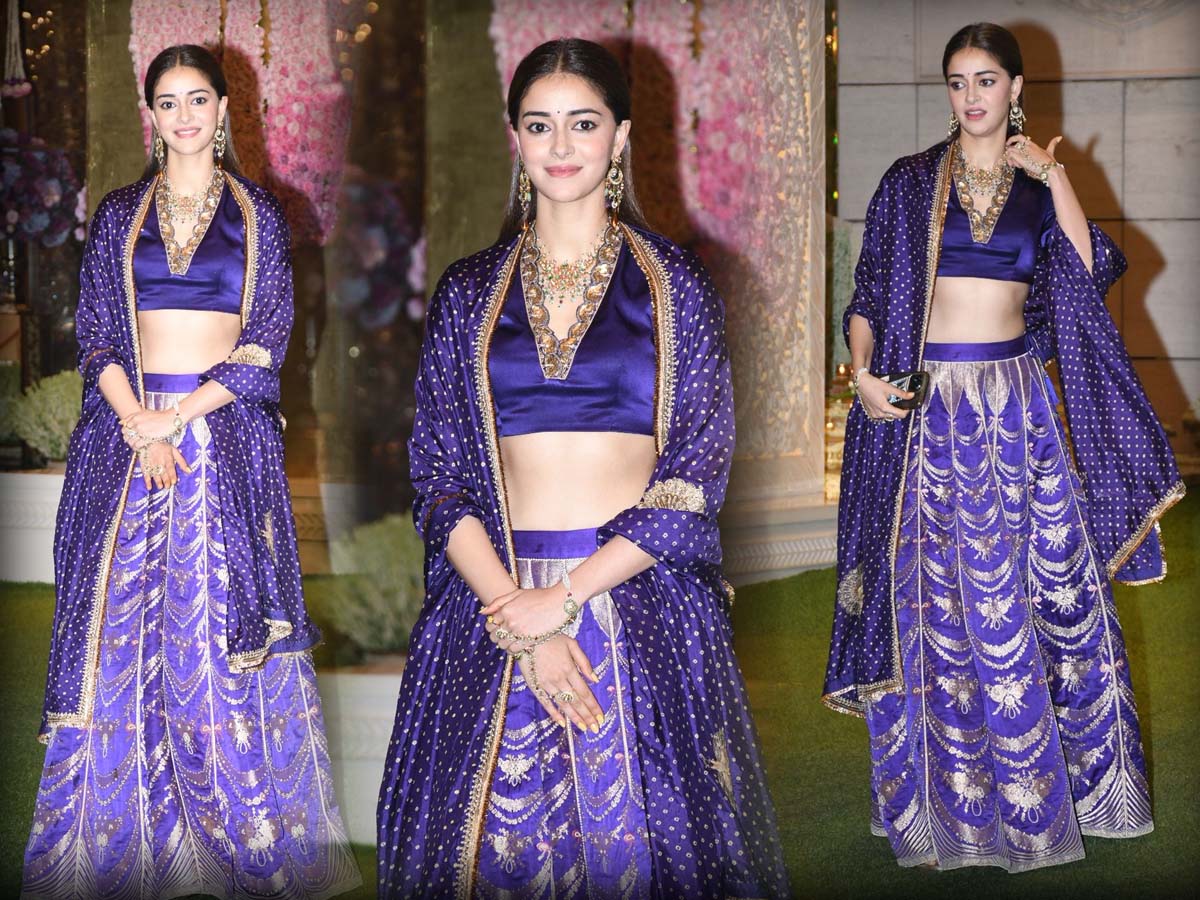 Ananya Pandey Blue Lehenga At Shiv Shakti Puja Ahead Of Anant Radhika ...