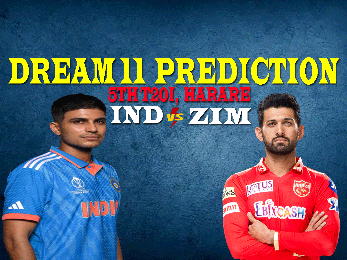 IND vs ZIM Dream11 Prediction: पांचवें मैच में ऐसे बनाएं ड्रीम11 टीम, जानें पिच रिपोर्ट और प्लेइंग इलेवन IND vs ZIM Dream11 Prediction: पांचवें मैच में ऐसे बनाएं ड्रीम11 टीम, जानें पिच रिपोर्ट और प्लेइंग इलेवन