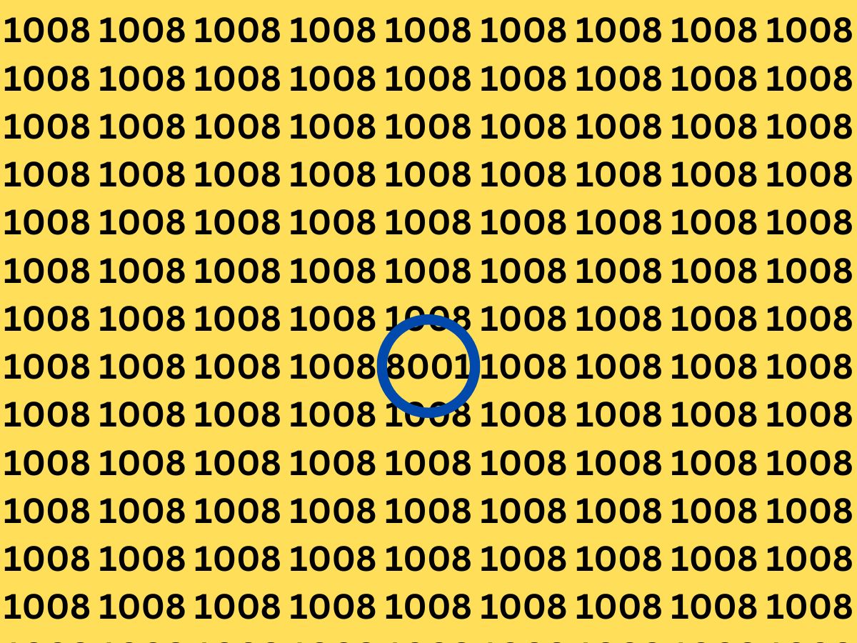optical illusion eye test find hiden Number  in this puzzle 8001 in 1008