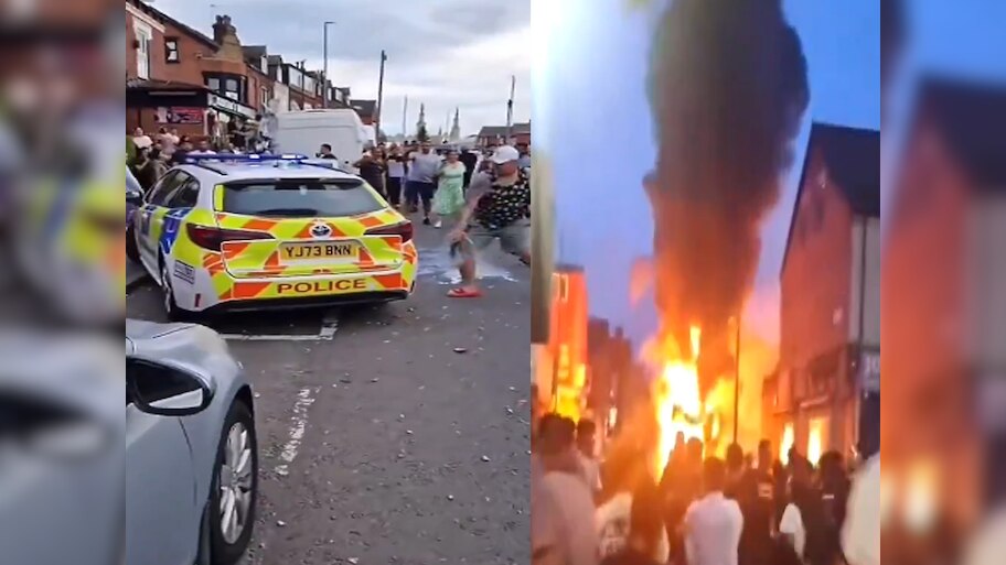 UK Riots: ब्रिटेन के लीड्स में बवाल, बस में लगाई आग, पुलिस की कार पर भी हमला