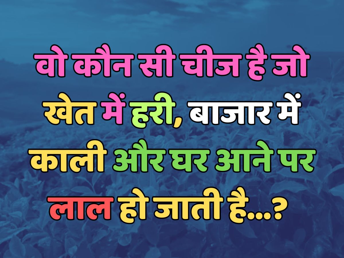 Trending Quiz : वो कौन सी चीज है, जो खेत में हरी, बाजार में काली और घर आने पर लाल हो जाती है? 