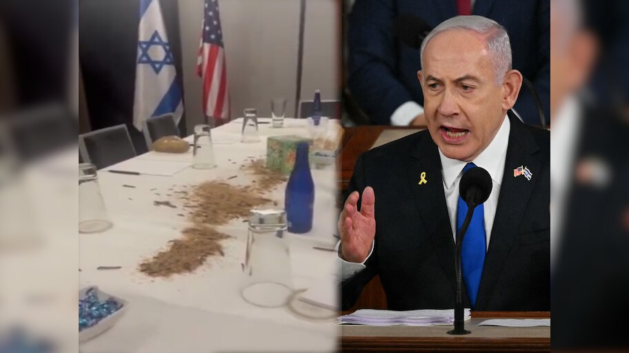 Netanyahu in US: फिलिस्तीनी समर्थकों ने नेतन्याहू को किया परेशान, खाने की टेबल पर डाले कीड़े