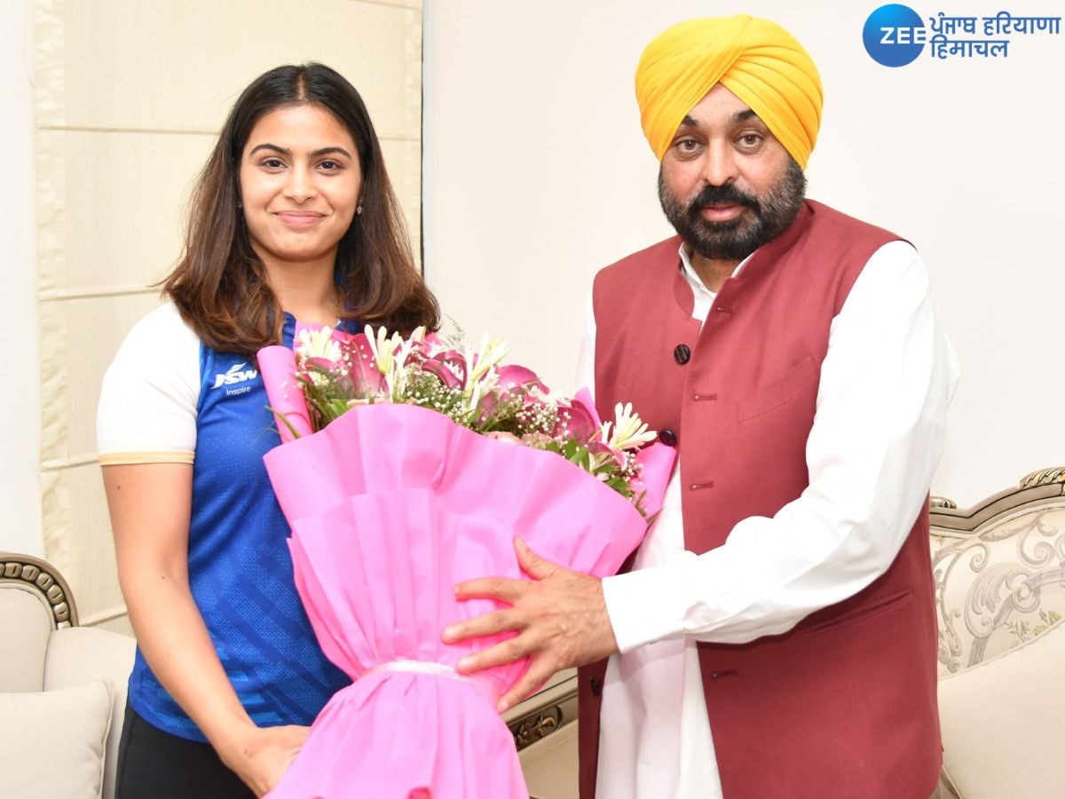 Manu Bhaker Meets Cm mann: ਮੁੱਖ ਮੰਤਰੀ ਭਗਵੰਤ ਮਾਨ ਨੇ ਉਲੰਪਿਕ ਤਗ਼ਮਾ ਜੇਤੂ ਮਨੂੰ ਭਾਕਰ ਨਾਲ ਕੀਤੀ ਮੁਲਾਕਾਤ