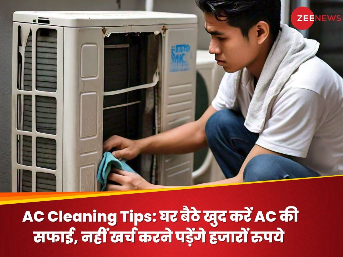 A young man cleaning AC at home