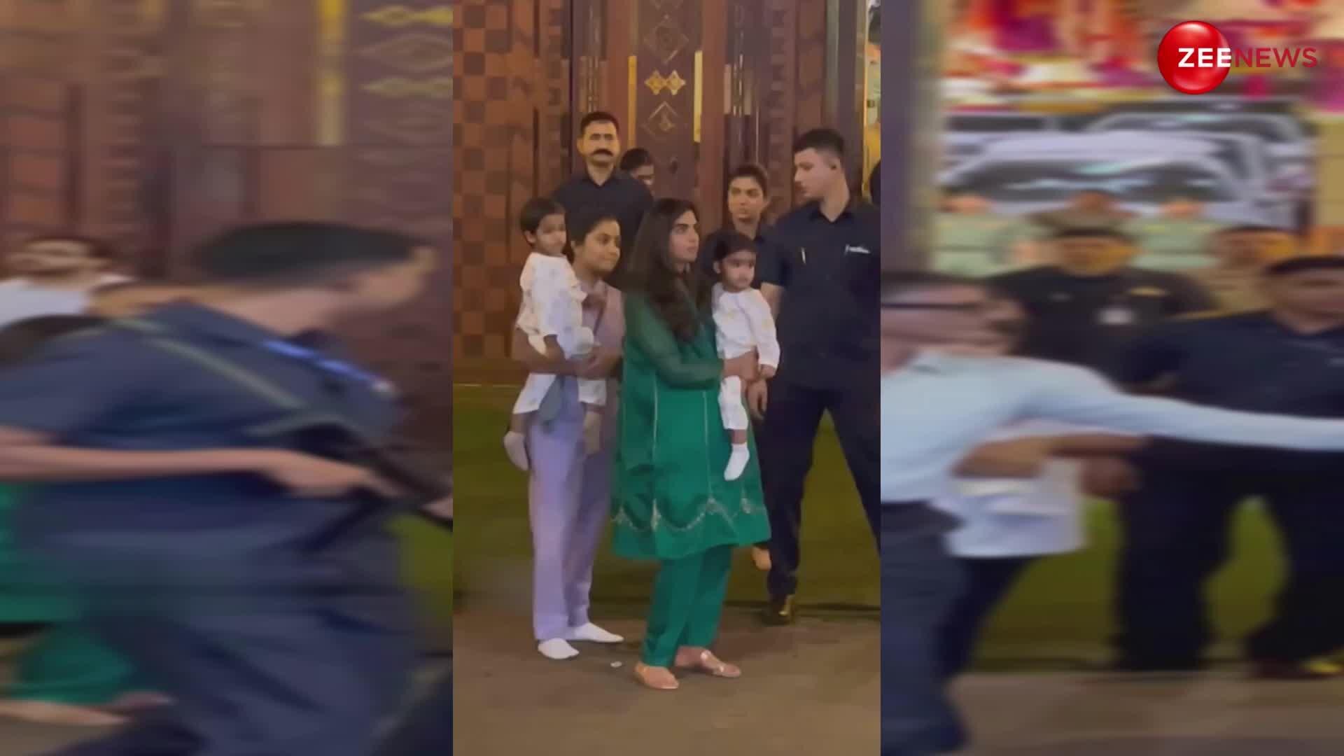 isha ambani at antilia cha raja with her twins in green suit people ...