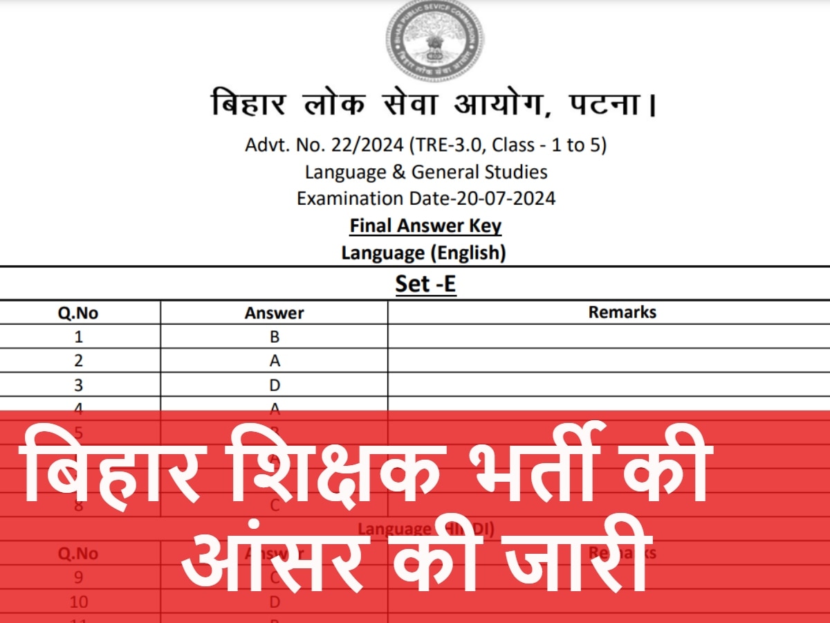 BPSC TRE Answer Key 2024: बिहार शिक्षक भर्ती परीक्षा की आंसर की जारी, ये रहा चेक करने का प्रोसेस