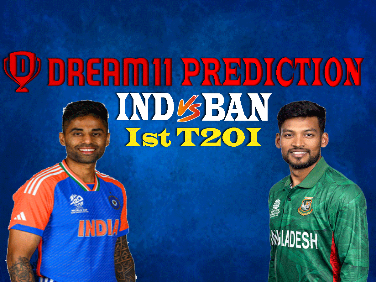 IND vs BAN Dream 11 Prediction: पहले टी20 मुकाबले में ऐसे बनाएं ड्रीम11 टीम, जानें पिच रिपोर्ट और प्लेइंग इलेवन IND vs BAN Dream 11 Prediction: पहले टी20 मुकाबले में ऐसे बनाएं ड्रीम11 टीम, जानें पिच रिपोर्ट और प्लेइंग इलेवन