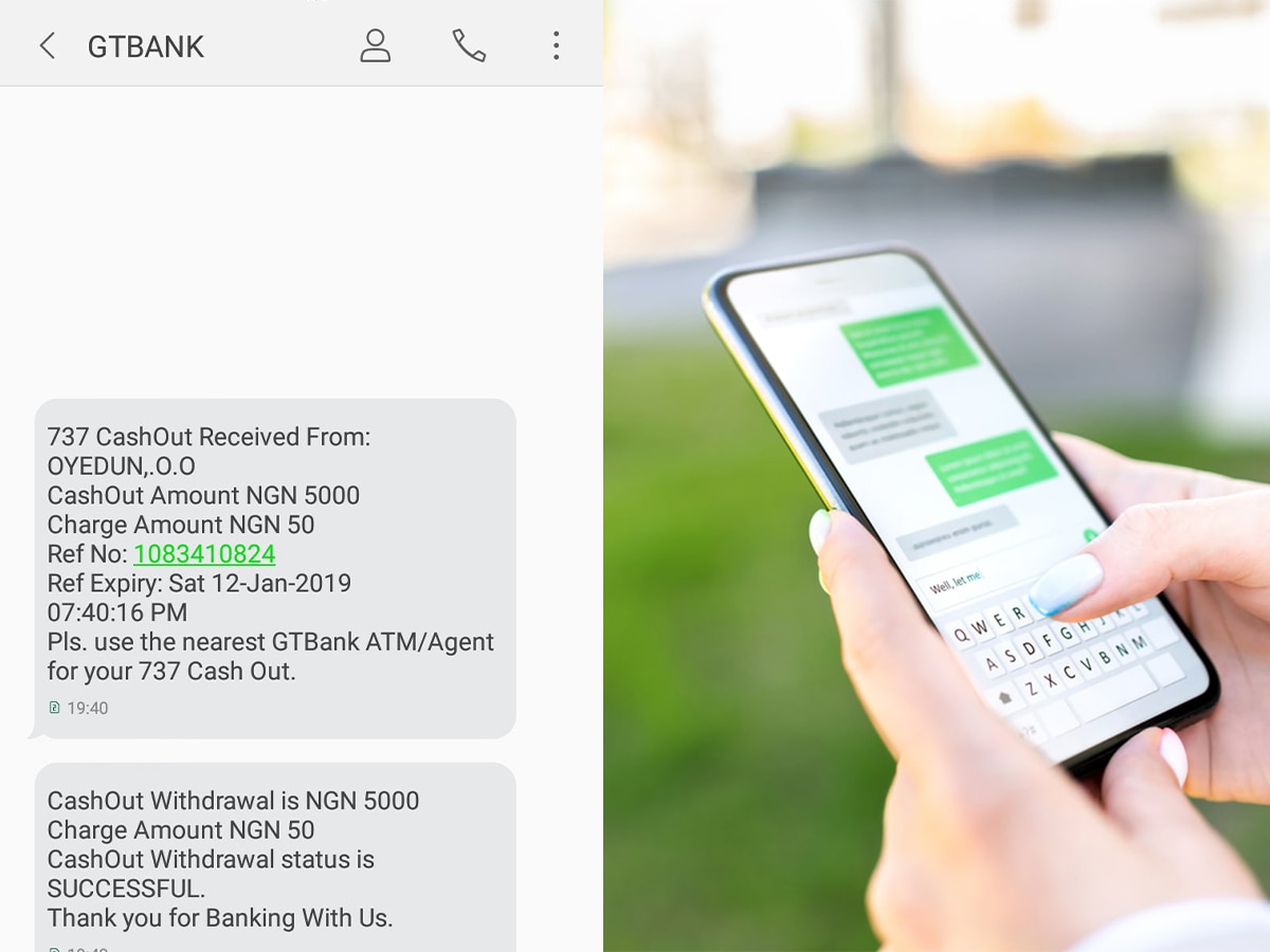 Information after withdrawal of money