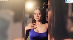 साटन ब्लू गाउन में राजकुमारी सी लगीं ईशा मालवीय, घोड़े पर बैठ दिया पोज 