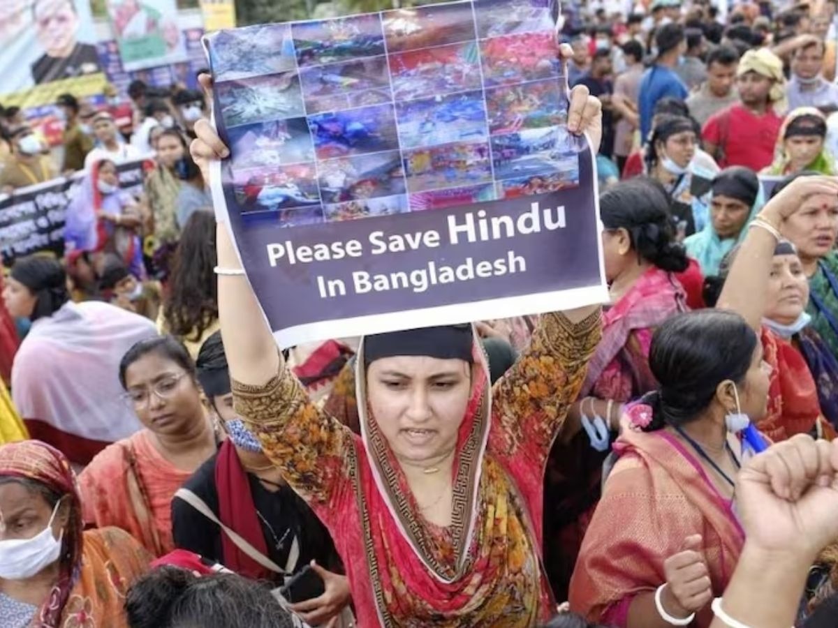 mp muslim society protested against attacks on hindus in bangladesh 