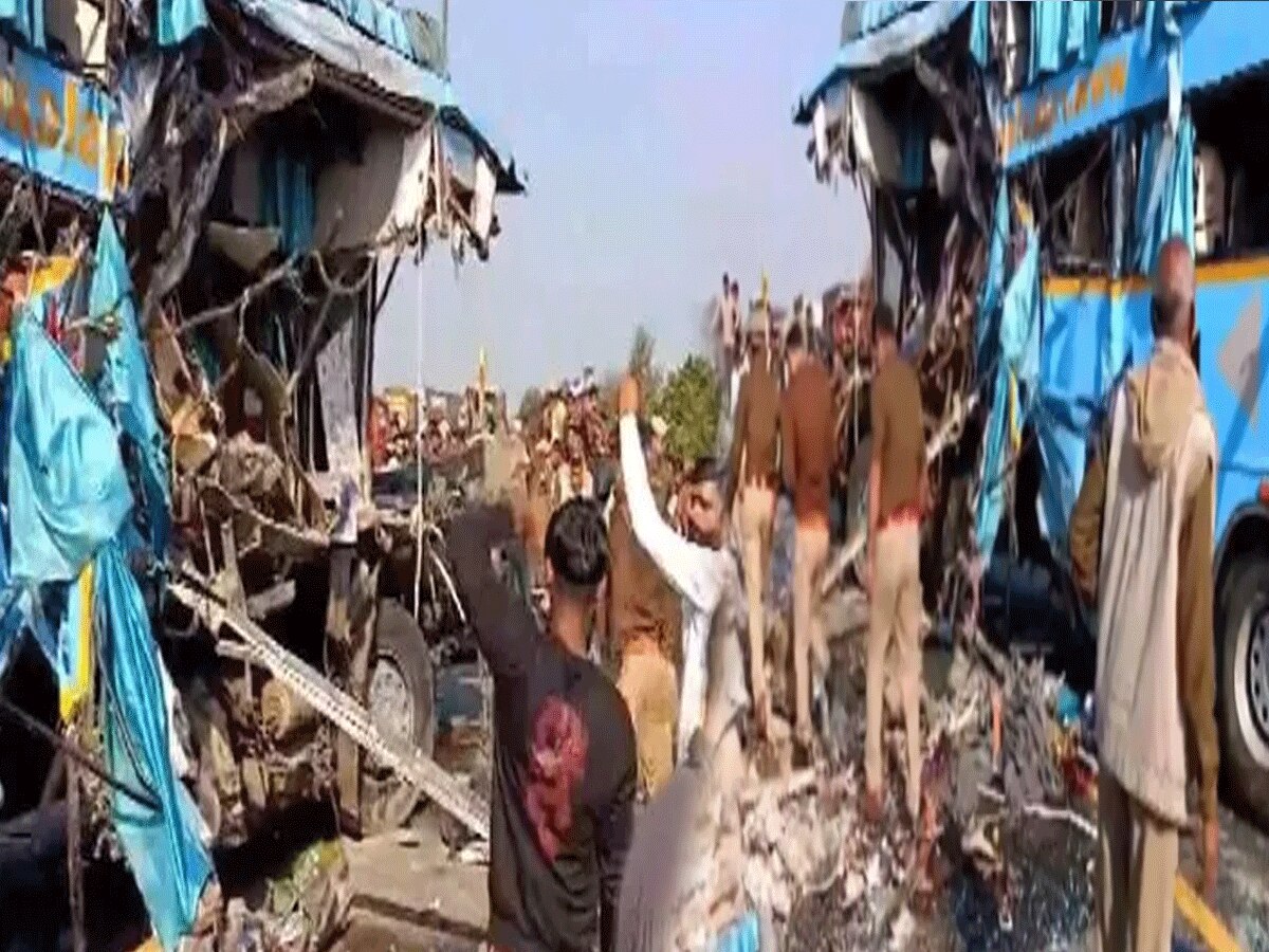 Kannauj Accident double decker sleeper bus collides with tanker in ...
