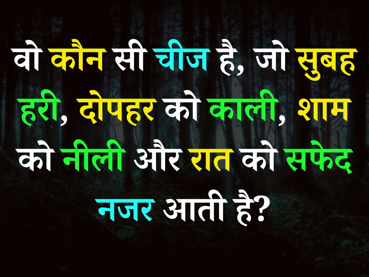 Quiz: वो कौन सी चीज है, जो सुबह हरी, दोपहर को काली, शाम को नीली और रात को सफेद नजर आती है?