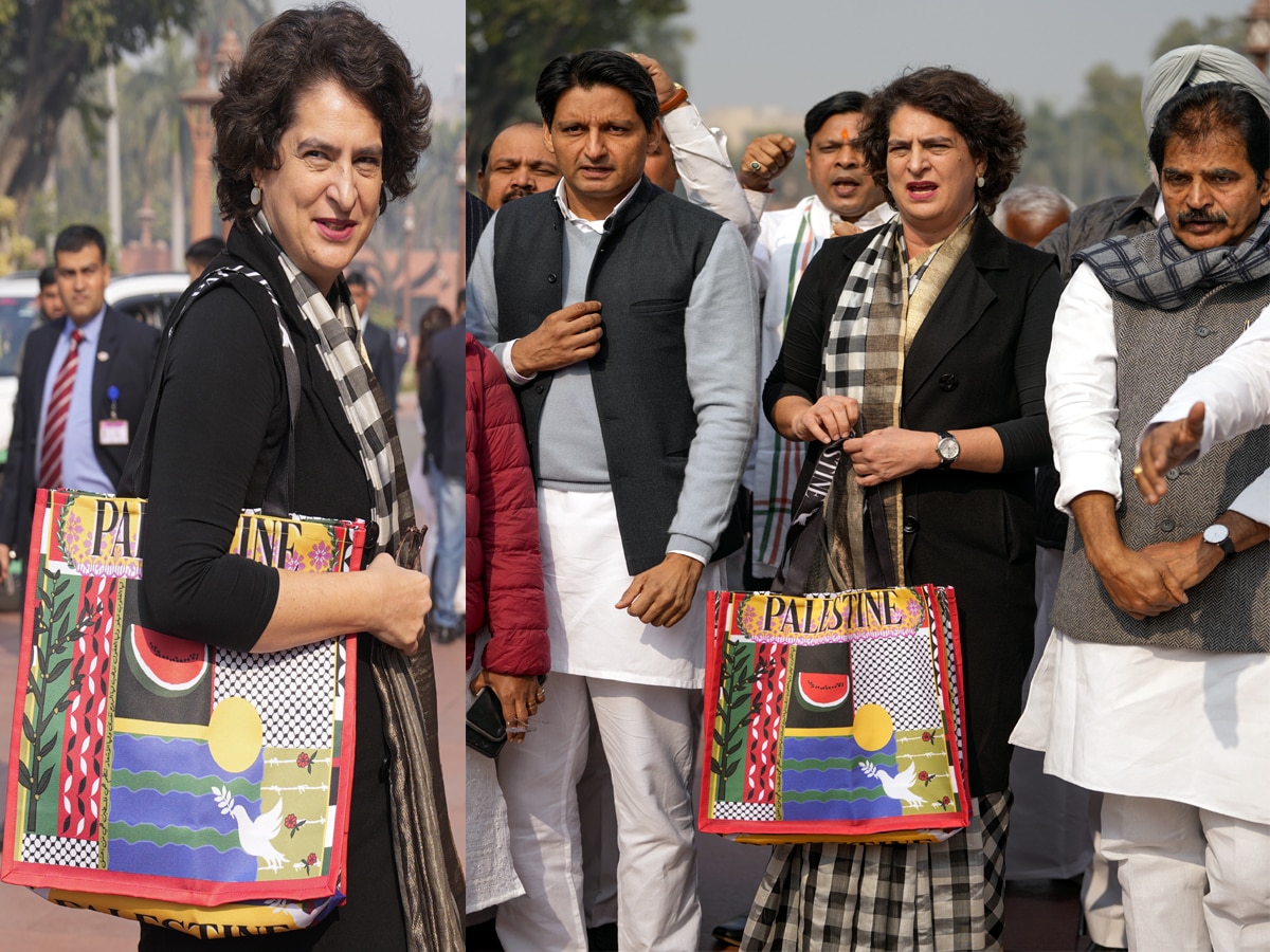 Priyanka Gandhi: प्रियंका गांधी के ‘Palestine’ बैग पर सियासी बवाल, भाजपा ने घेरा तो कांग्रेस सांसद ने बांग्लादेश की याद दिलाई