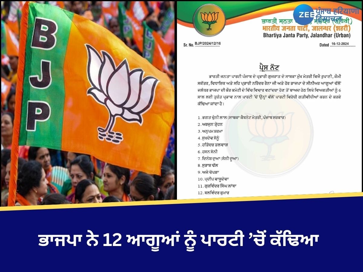 BJP Punjab: ਭਾਜਪਾ ਨੇ ਪੰਜਾਬ ਦੇ ਸਾਬਕਾ ਮੰਤਰੀ ਸਮੇਤ 12 ਆਗੂਆਂ ਨੂੰ ਪਾਰਟੀ ’ਚੋਂ ਕੱਢਿਆ