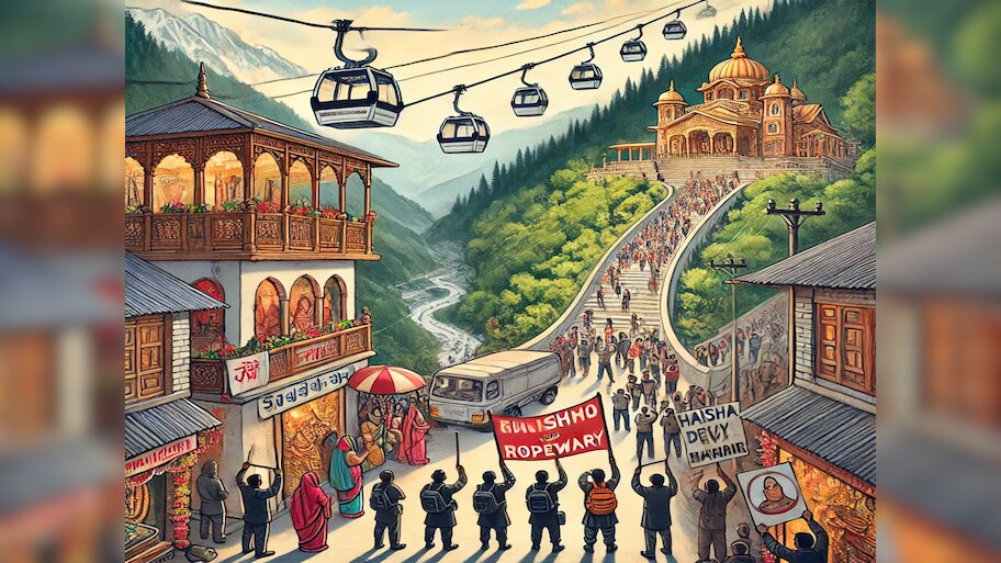 Katra Ropeway Protest vaishno devi ropeway project protest by vyapar ...