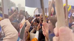 अंबेडकर मुद्दे पर NDA और INDIA ब्लॉक के सांसदों में नोकझोंक, कांग्रेस नेताओं ने संसद परिसर में निकाला मार्च 