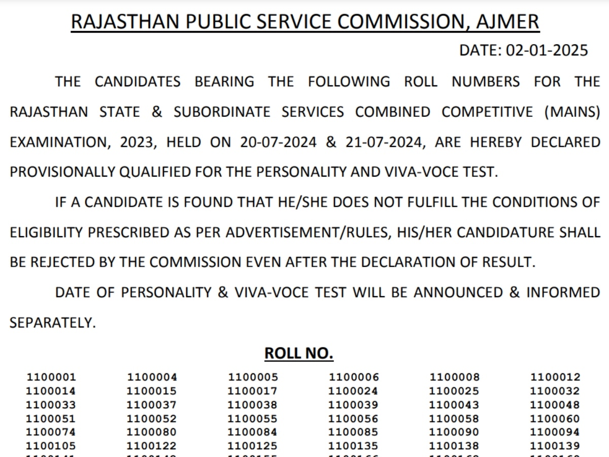 Sarkari Naukri Exam: RPSC RAS मेंस 2024 का रिजल्ट जारी, ये रही सेलेक्ट होने वाले कैंडिडेट्स की लिस्ट