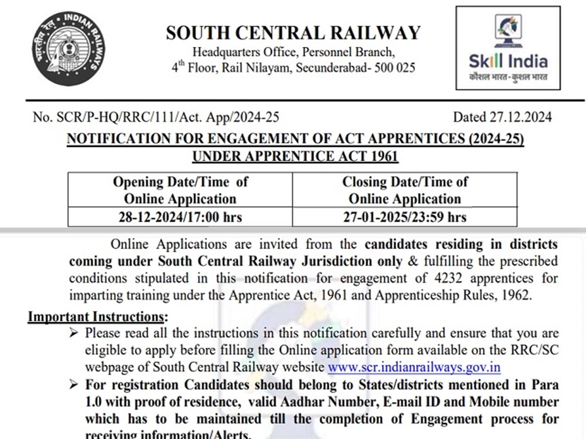 Railway Apprentice Recruitment 2024-25 Job