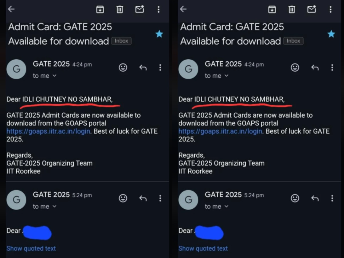 GATE 2025: डियर इडली चटनी, नो सांभर: गेट स्टूडेंट को मिला मजेदार ईमेल, इंटरनेट पर छाया...