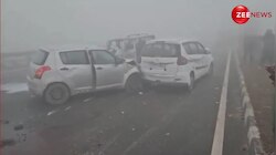 दिल्ली-लखनऊ हाईवे पर कोहरा बन गया आफत, आपस में टकराई कई गाड़ियां; देखें VIDEO