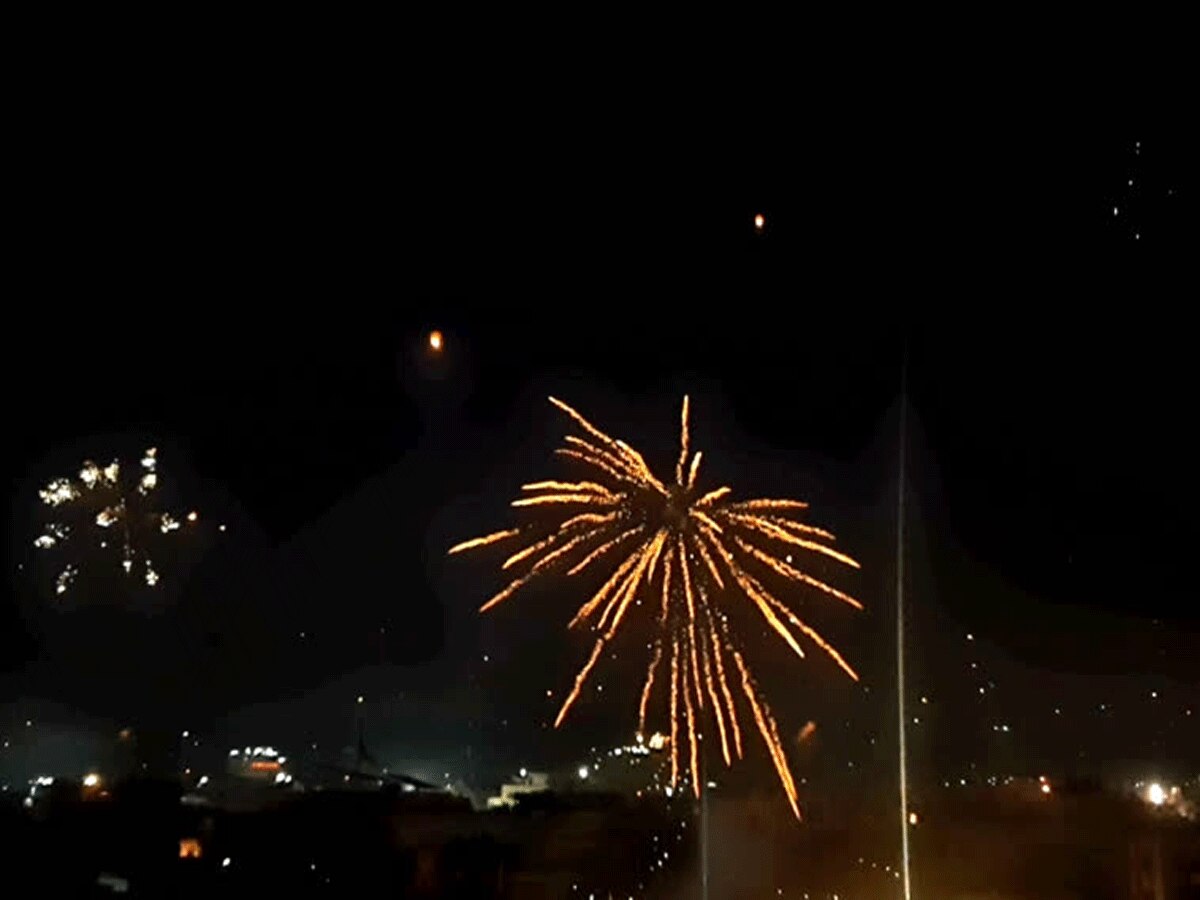 Jaipur Diwali scene on Makar Sakranti sky illuminated with wishing lamps