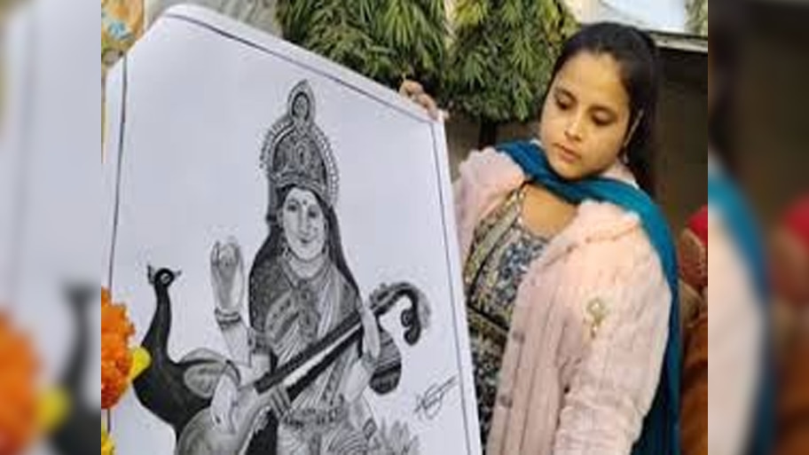 संभल: नफरत फैलाने वाले को करारा तमाचा, मुस्लिम लड़की ने बनाई मां सरस्वती की तस्वीर